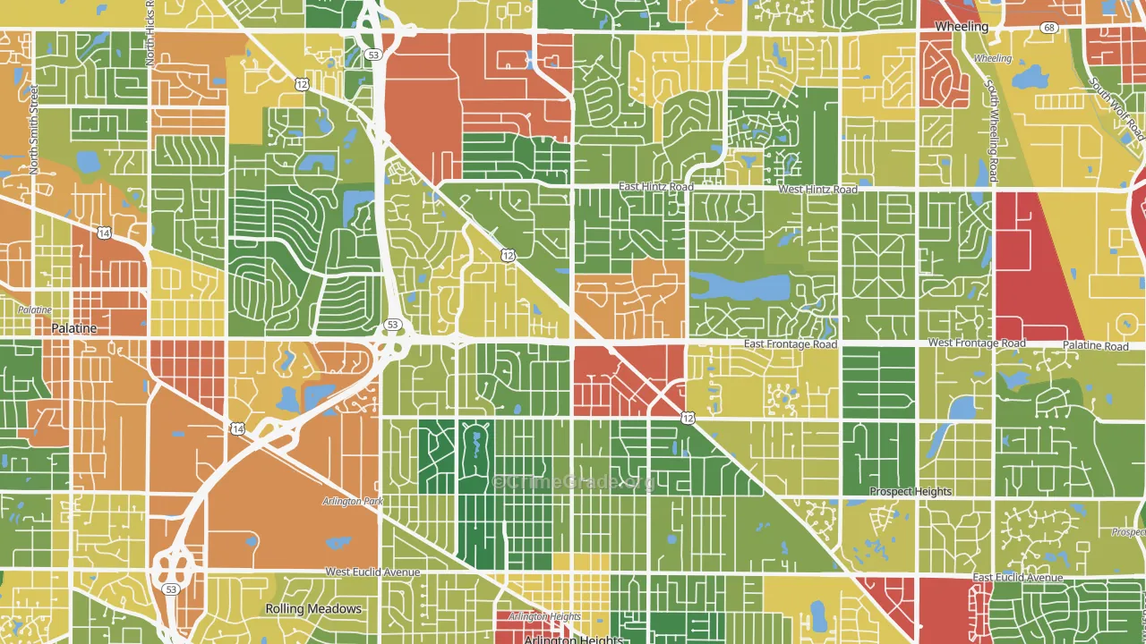 60004, IL Map of Theft Rates