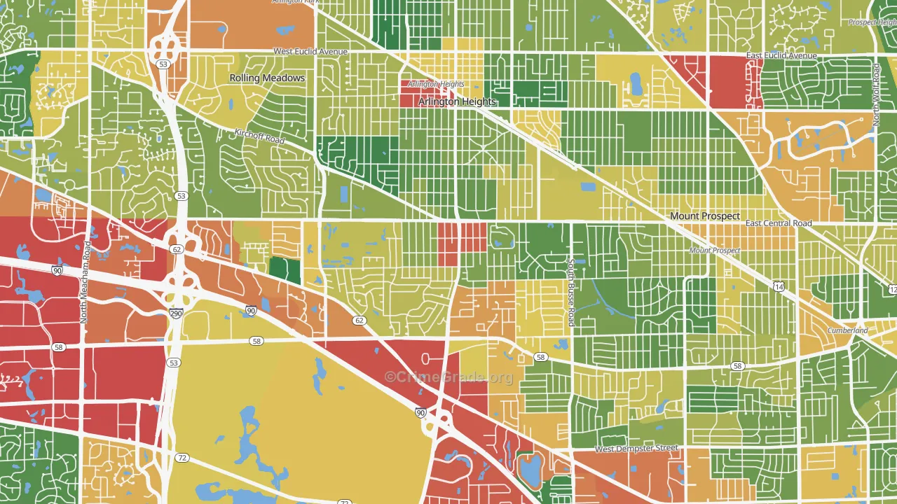 60005, IL Map of Theft Rates