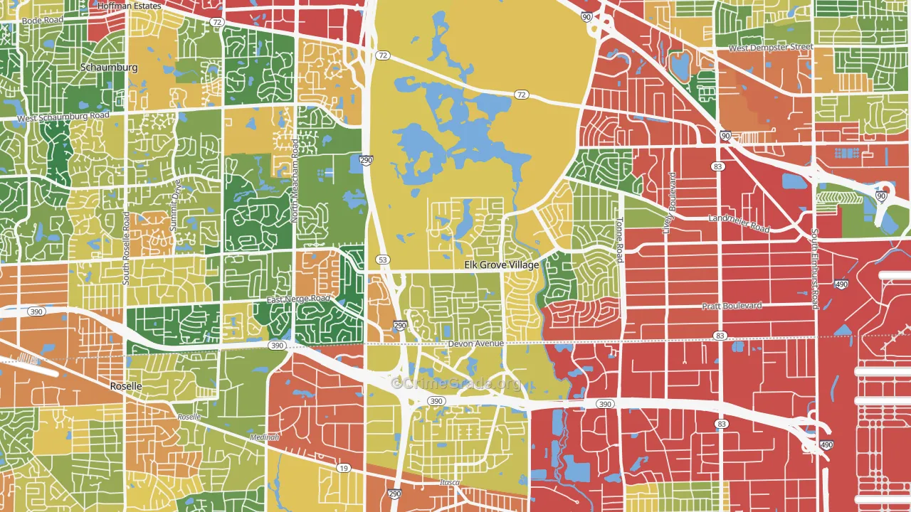 60007, IL Map of Theft Rates