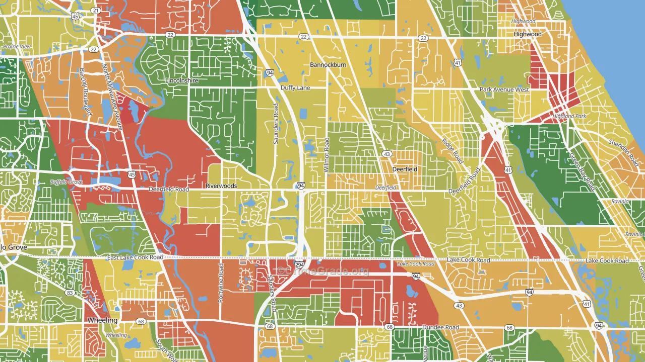 60015, IL Map of Theft Rates