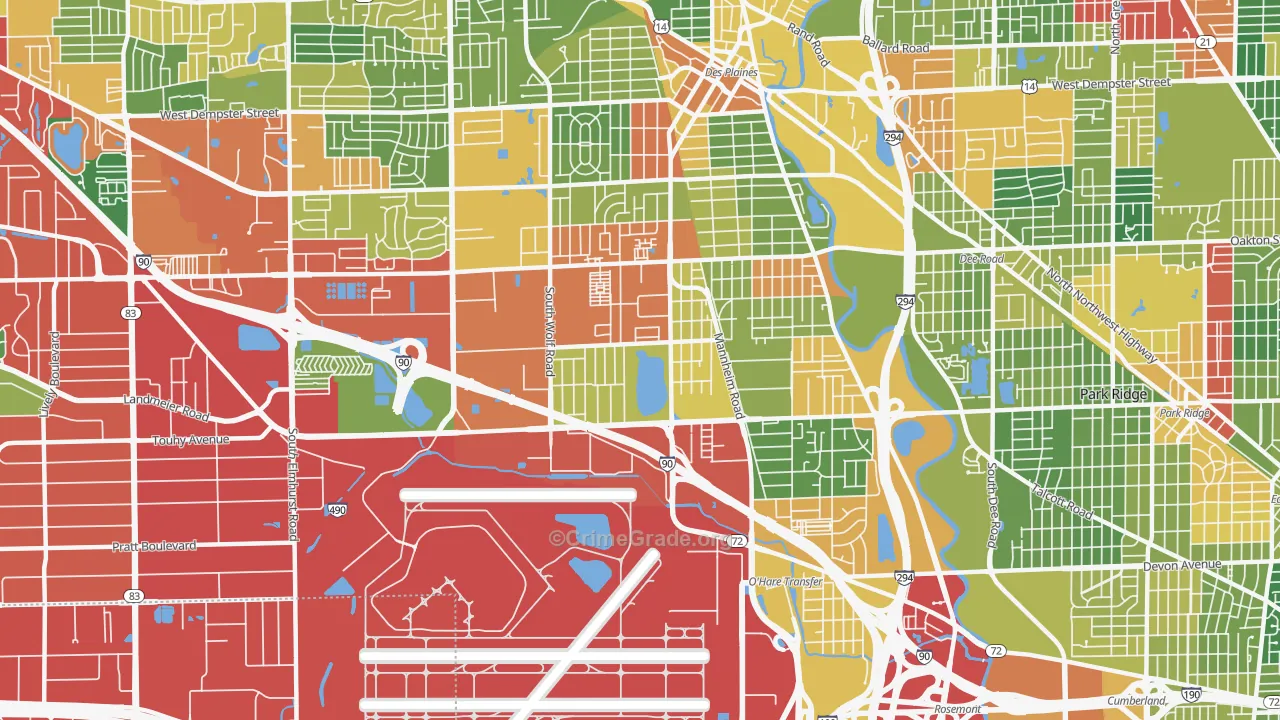 60018, IL Map of Theft Rates