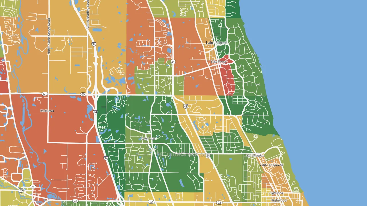 60045, IL Map of Theft Rates