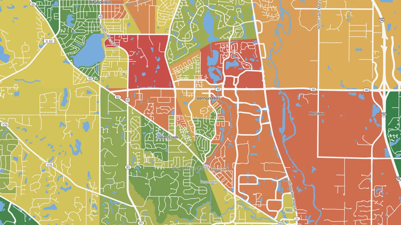 60061, IL Map of Theft Rates