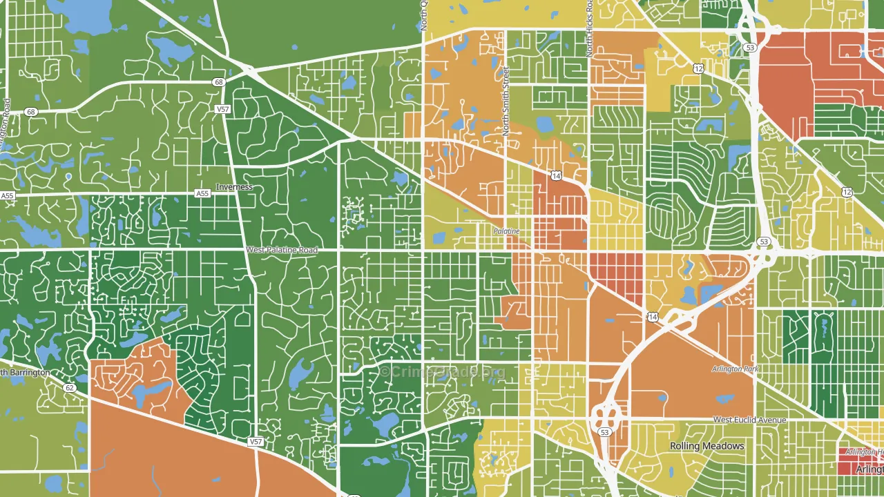 60067, IL Map of Theft Rates