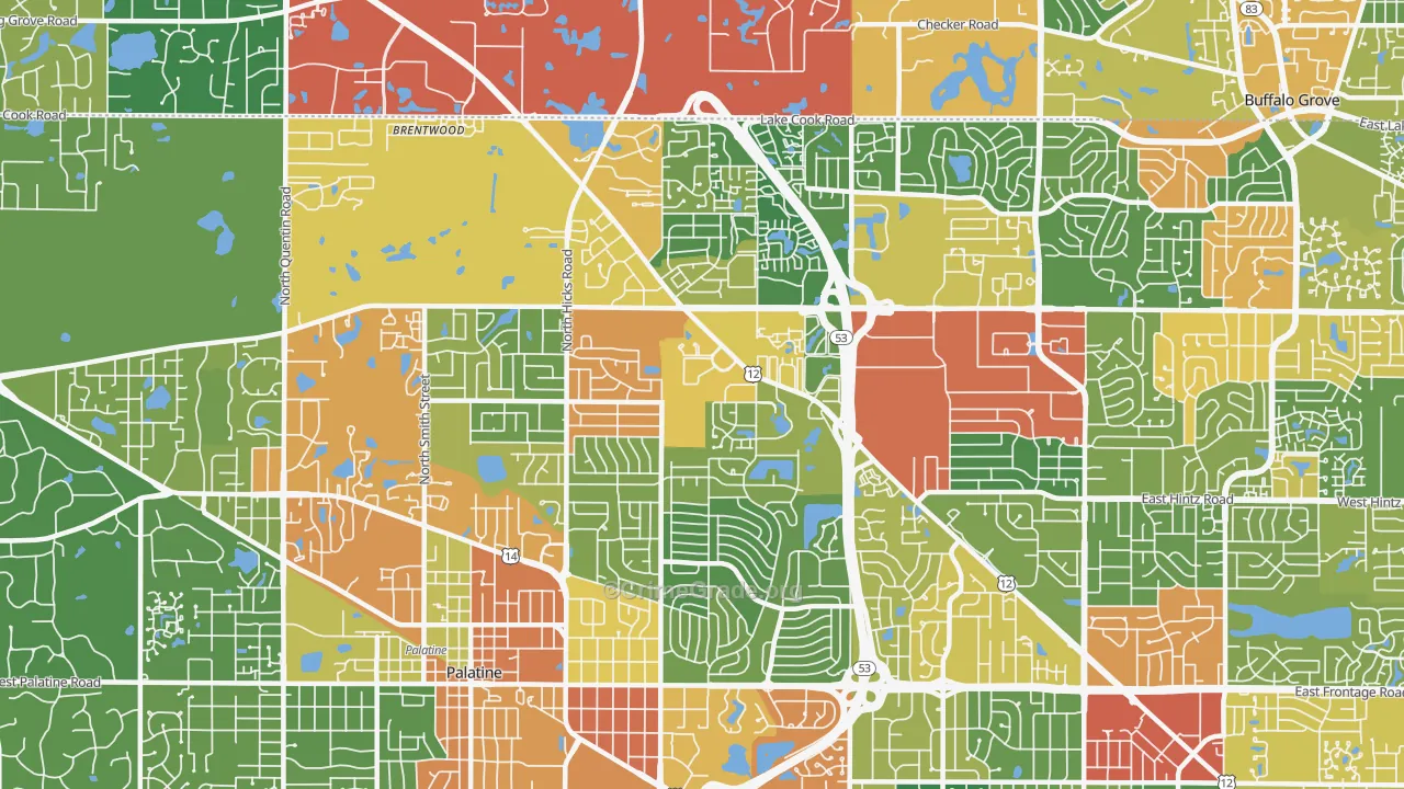 60074, IL Map of Theft Rates