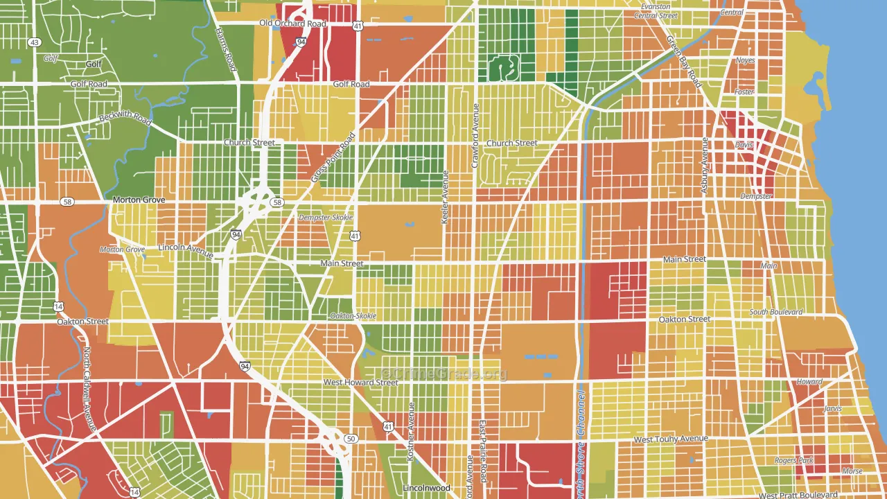 60076, IL Map of Theft Rates