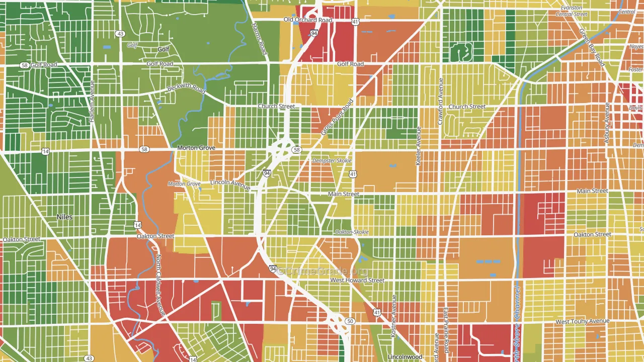 60077, IL Map of Theft Rates
