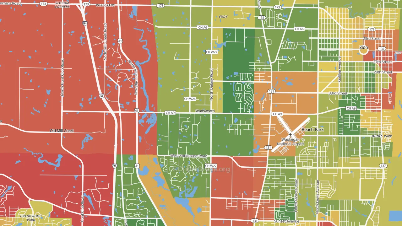 60083, IL Map of Theft Rates