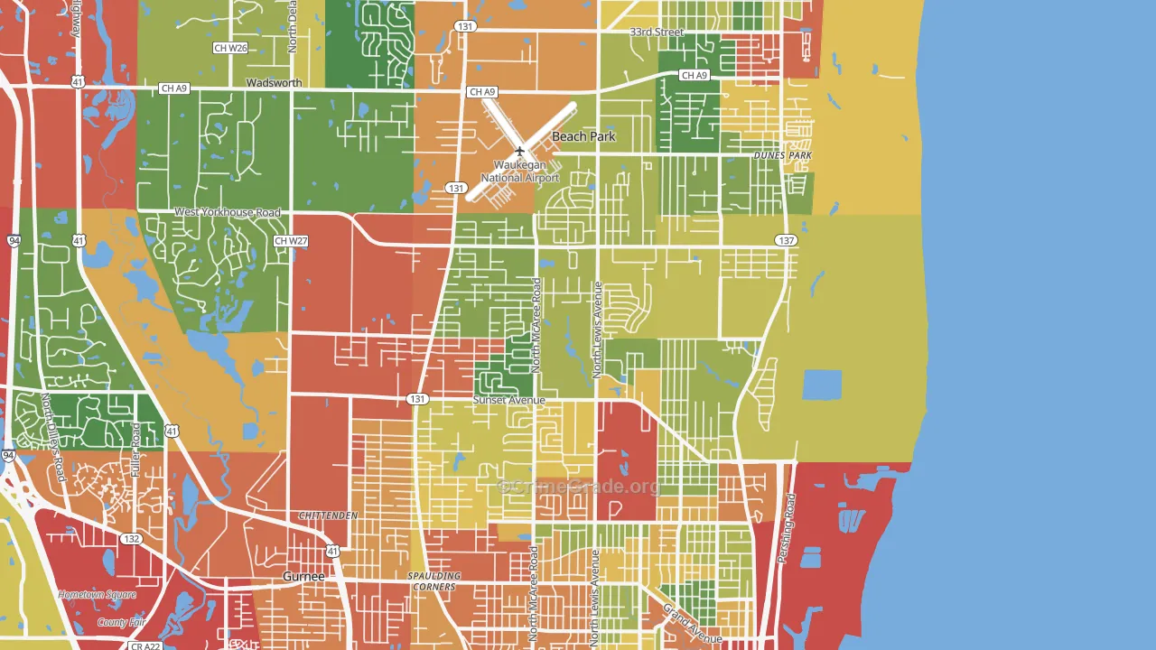 60087, IL Map of Theft Rates