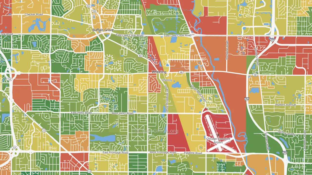 60090, IL Map of Theft Rates