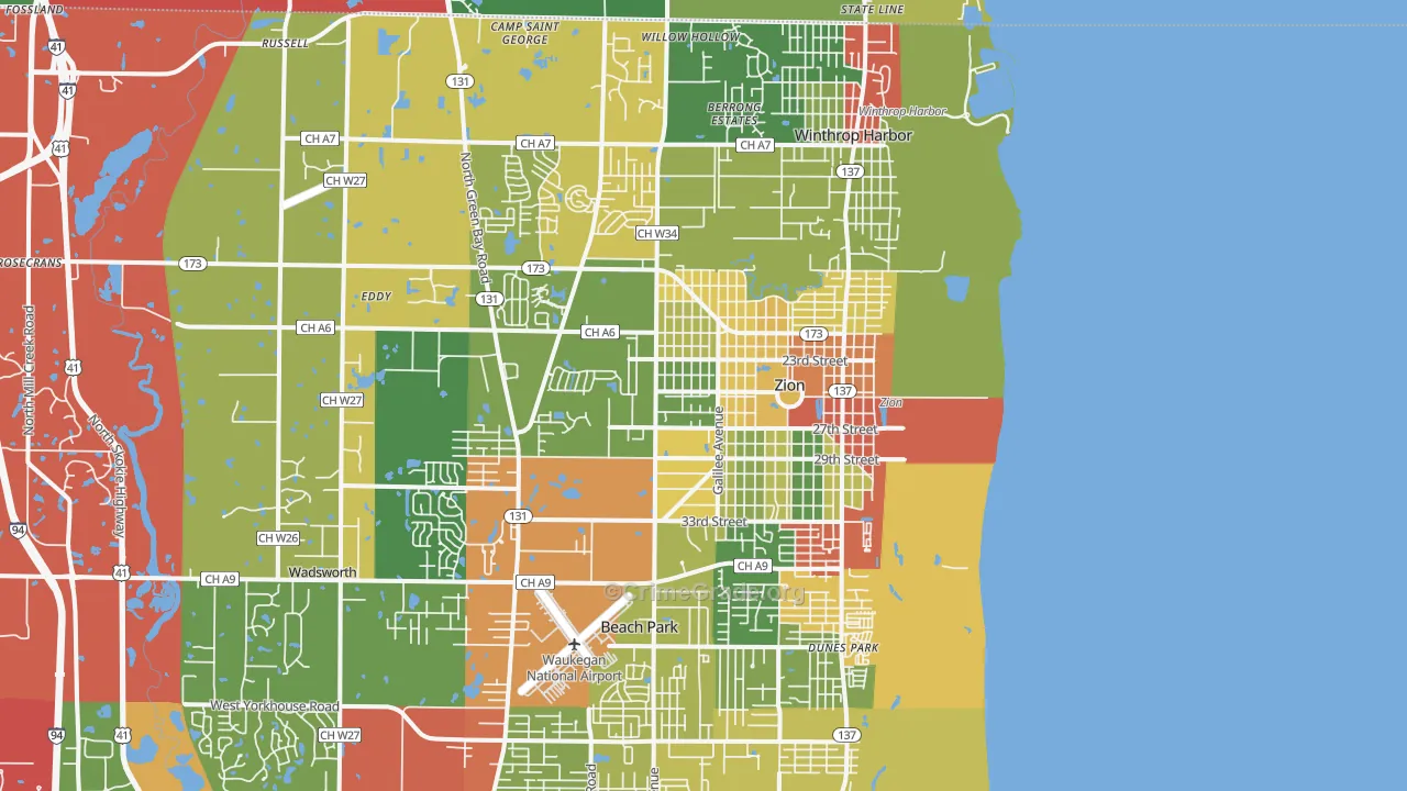 60099, IL Map of Theft Rates