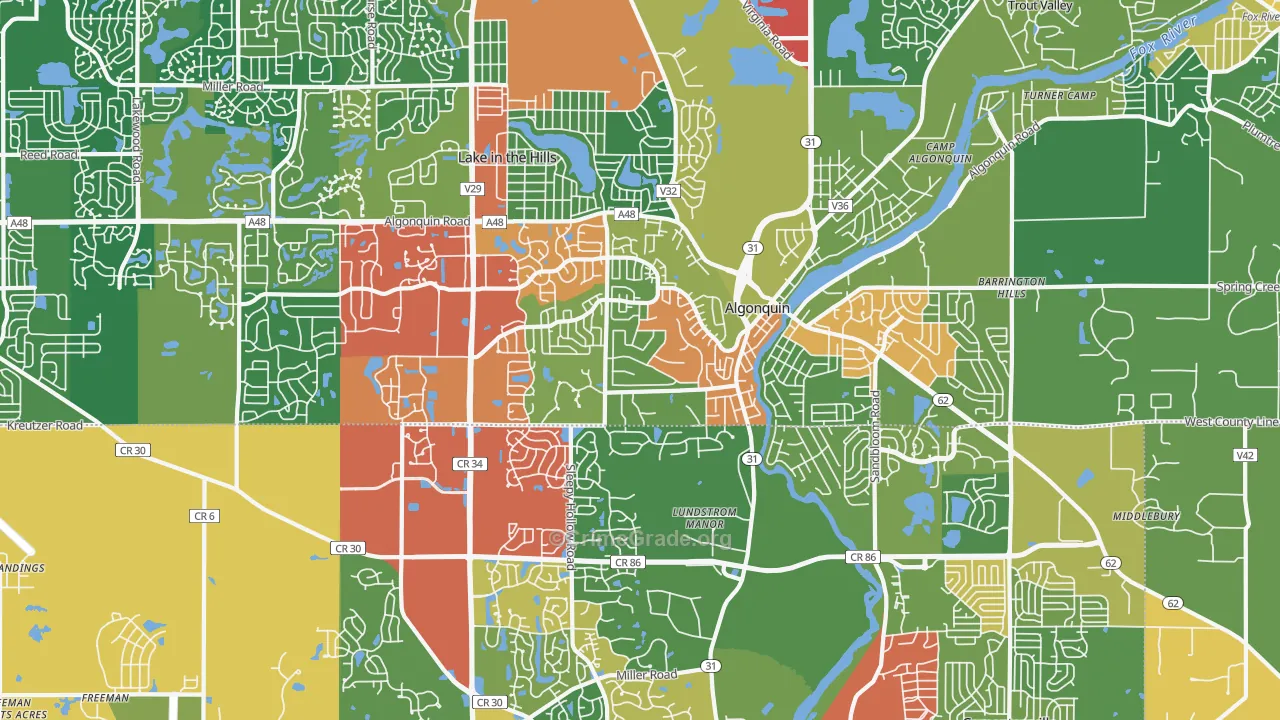 60102, IL Map of Theft Rates