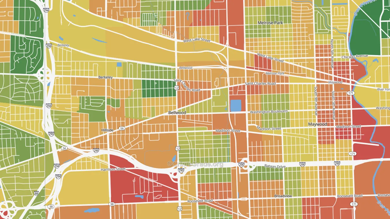60104, IL Map of Theft Rates