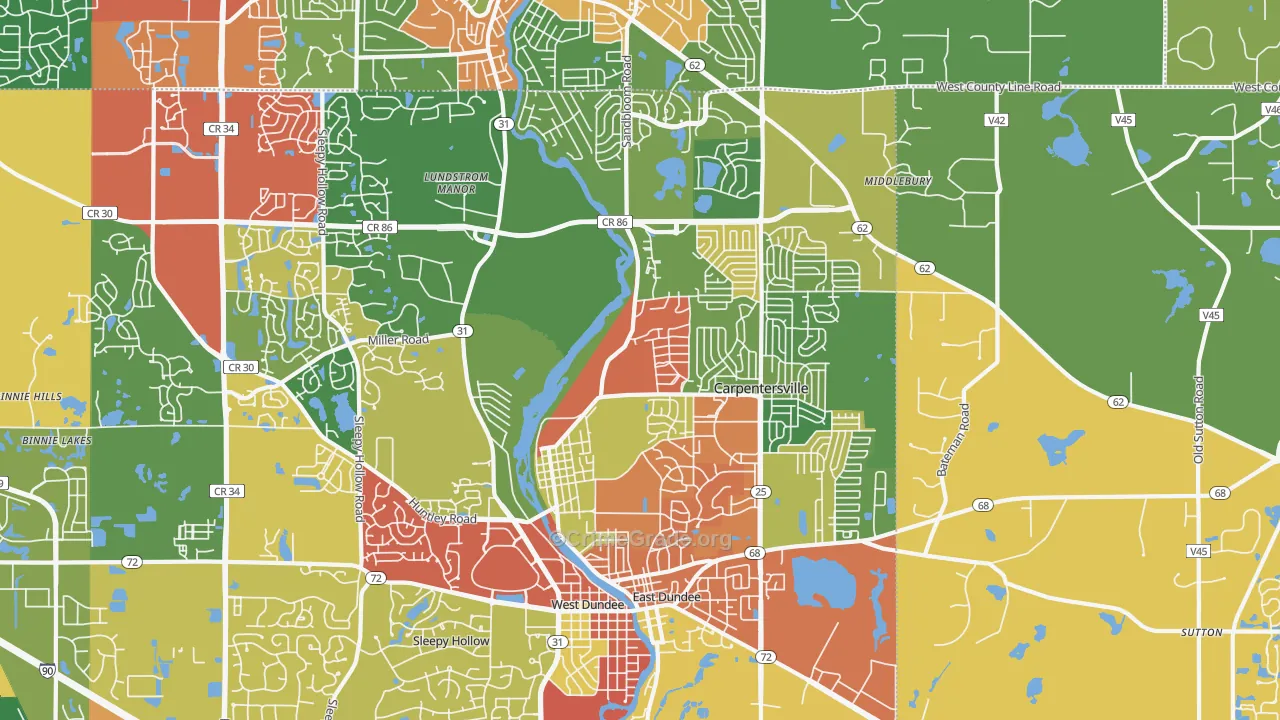 60110, IL Map of Theft Rates