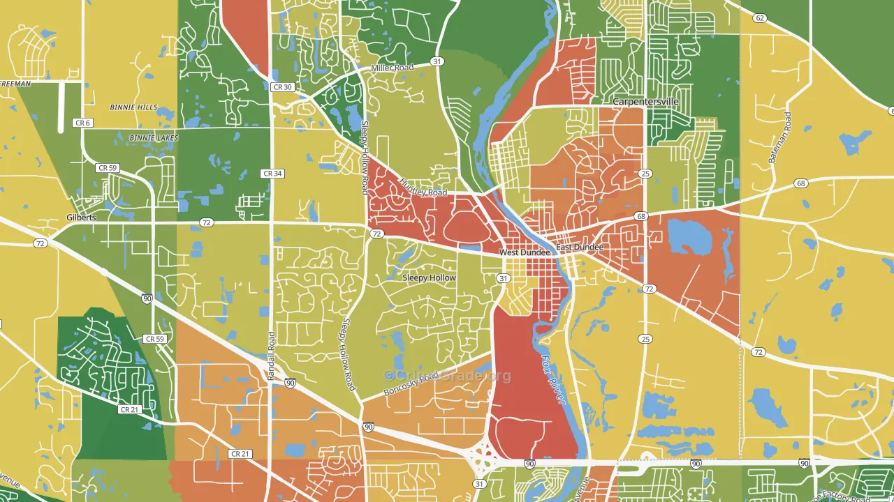 60118, IL Map of Theft Rates