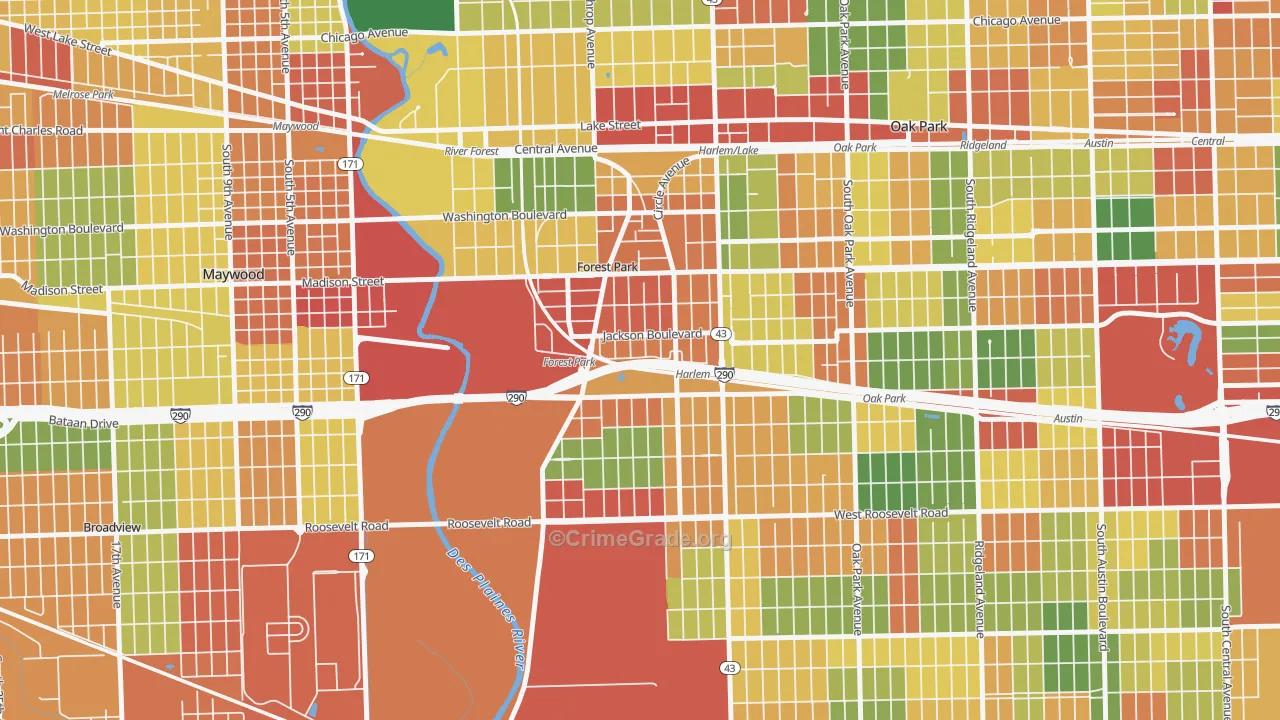 60130, IL Map of Theft Rates