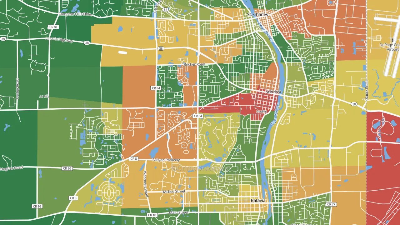 60134, IL Map of Theft Rates