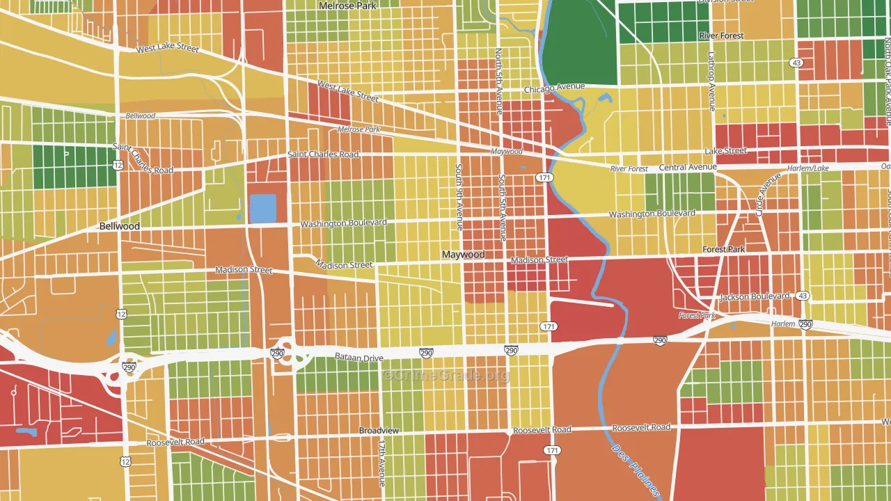 60153, IL Map of Theft Rates