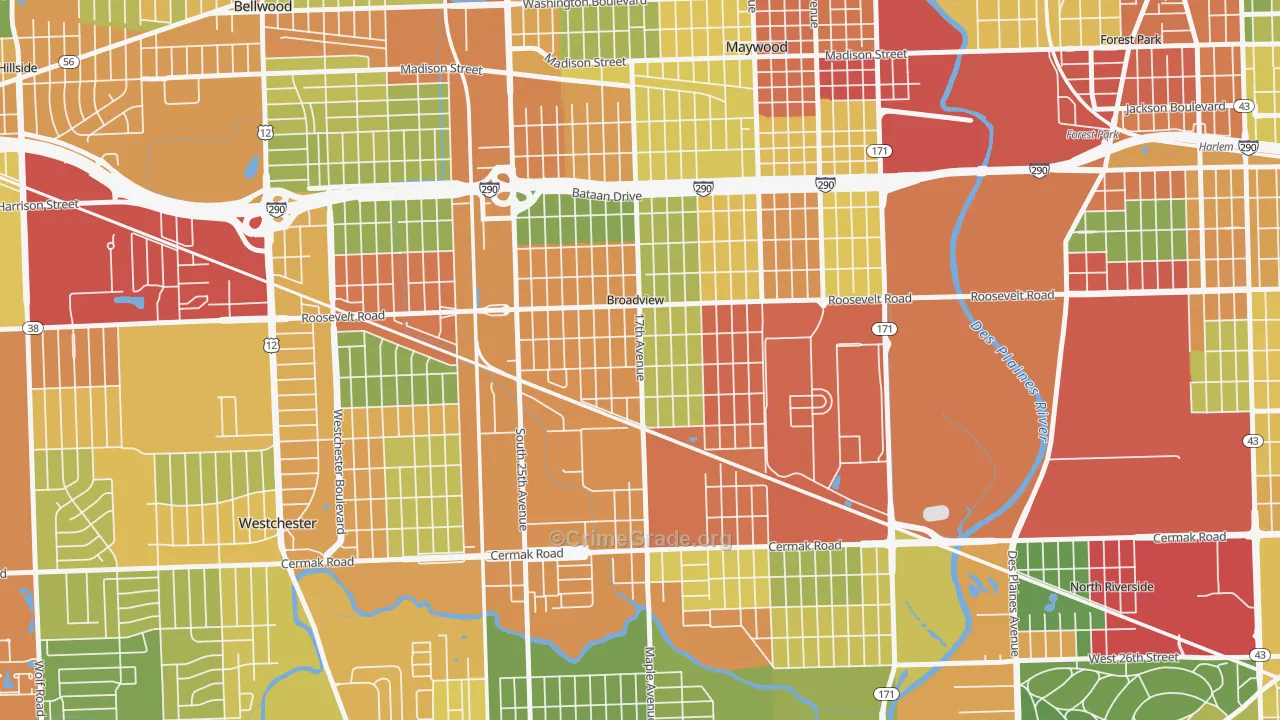 60155, IL Map of Theft Rates