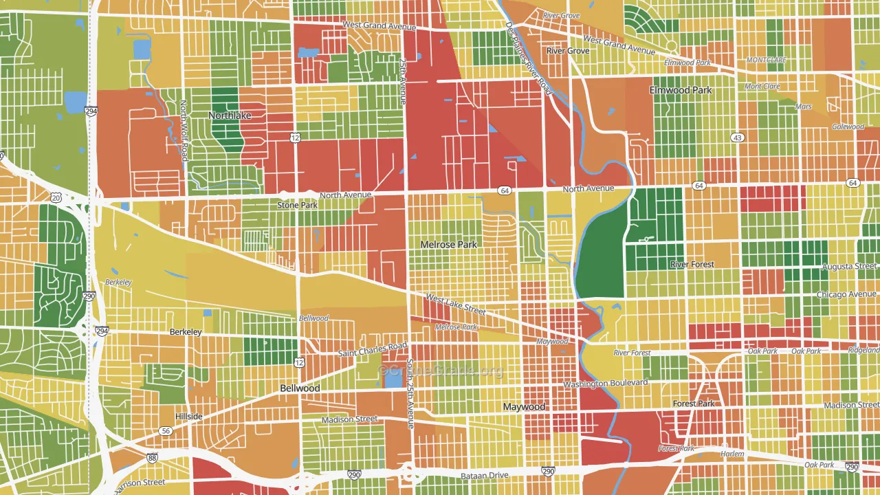 60160, IL Map of Theft Rates