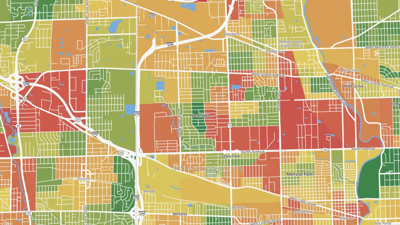 60164, IL Map of Theft Rates