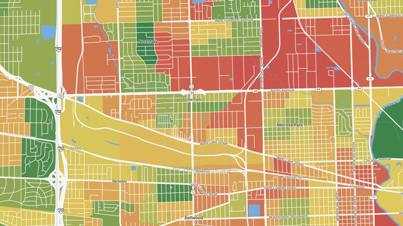 60165, IL Map of Theft Rates