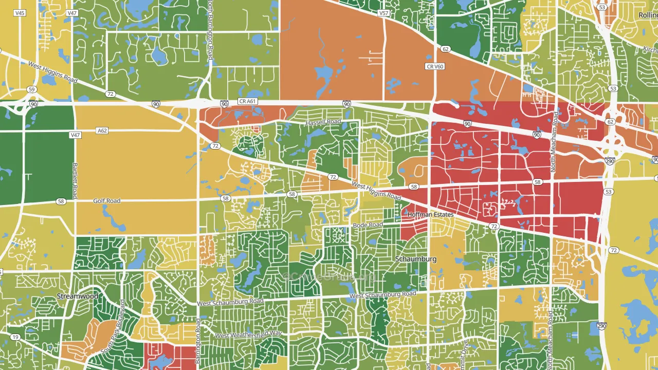 60169, IL Map of Theft Rates