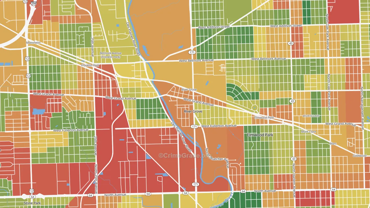 60171, IL Map of Theft Rates