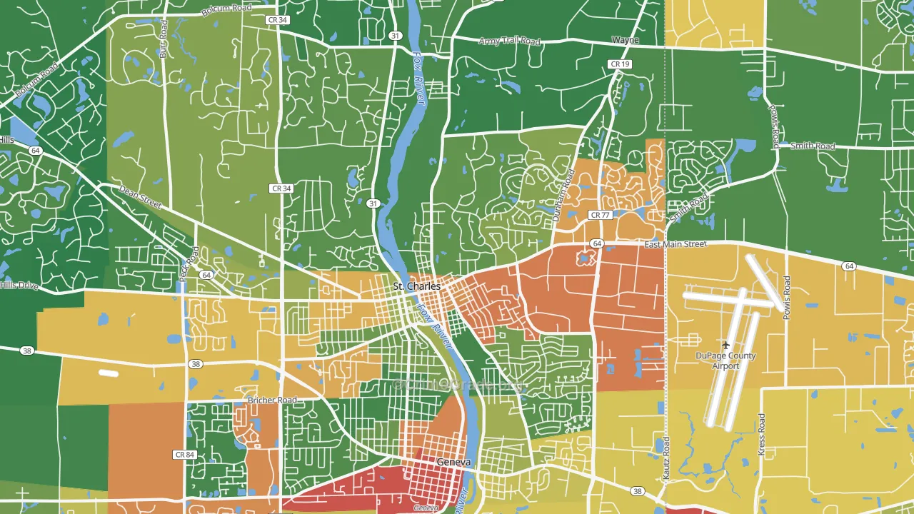 60174, IL Map of Theft Rates