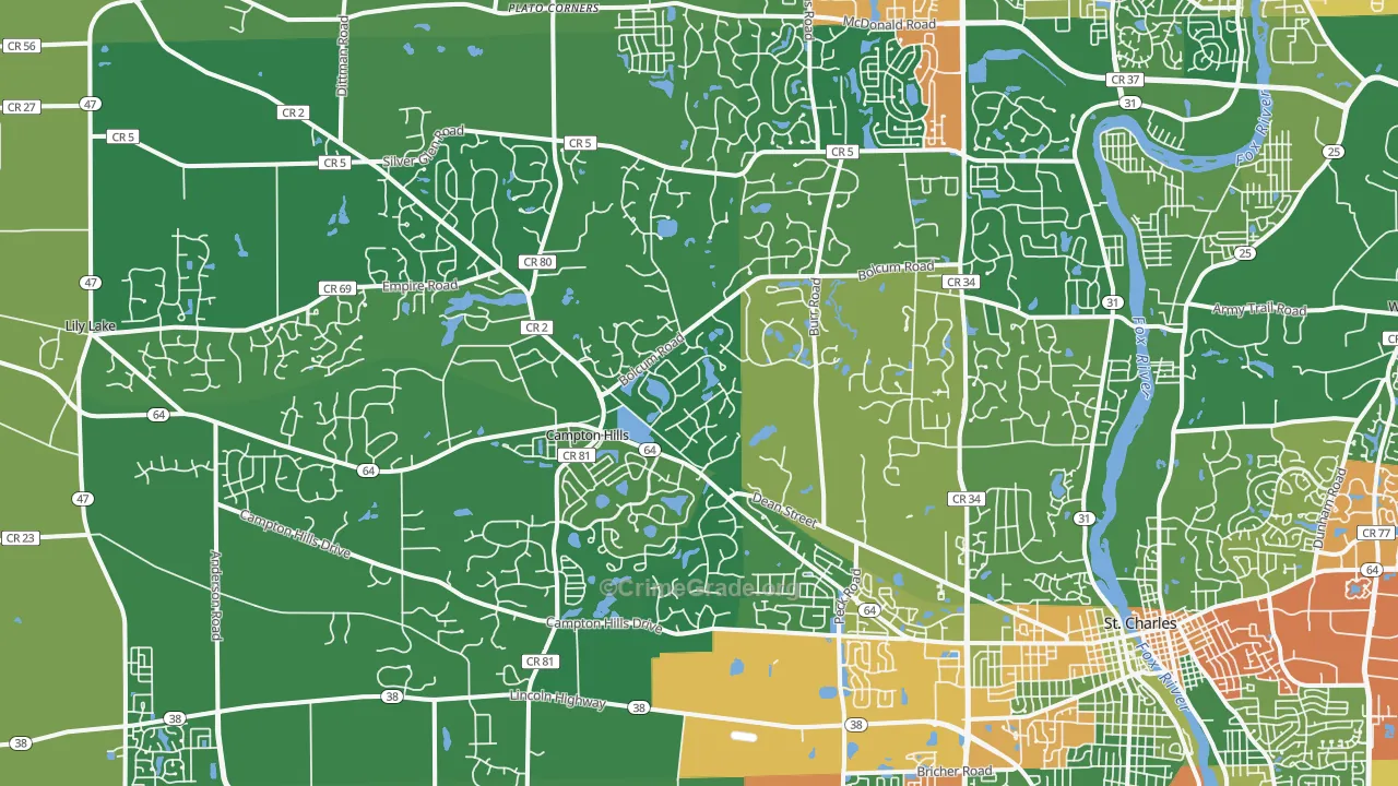 60175, IL Map of Theft Rates