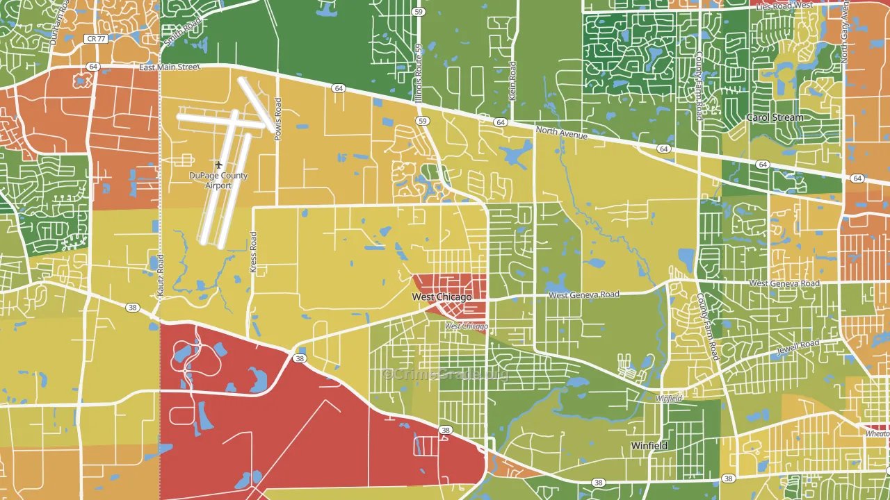 60185, IL Map of Theft Rates