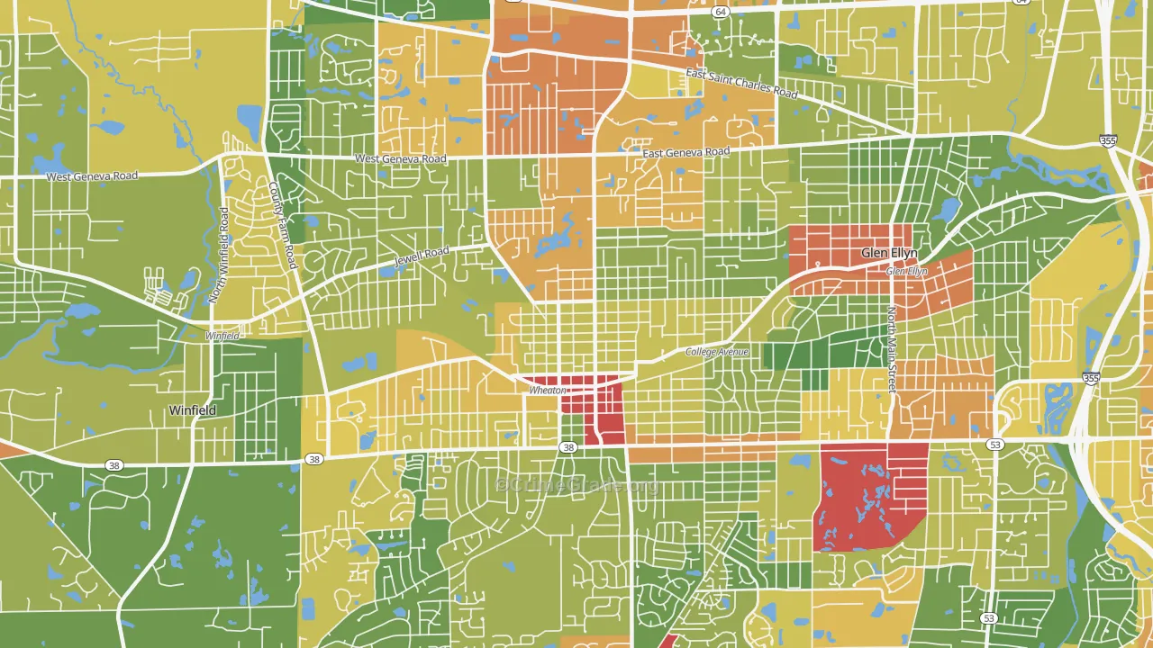 60187, IL Map of Theft Rates