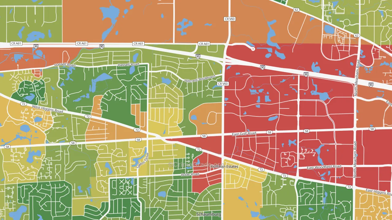 60195, IL Map of Theft Rates