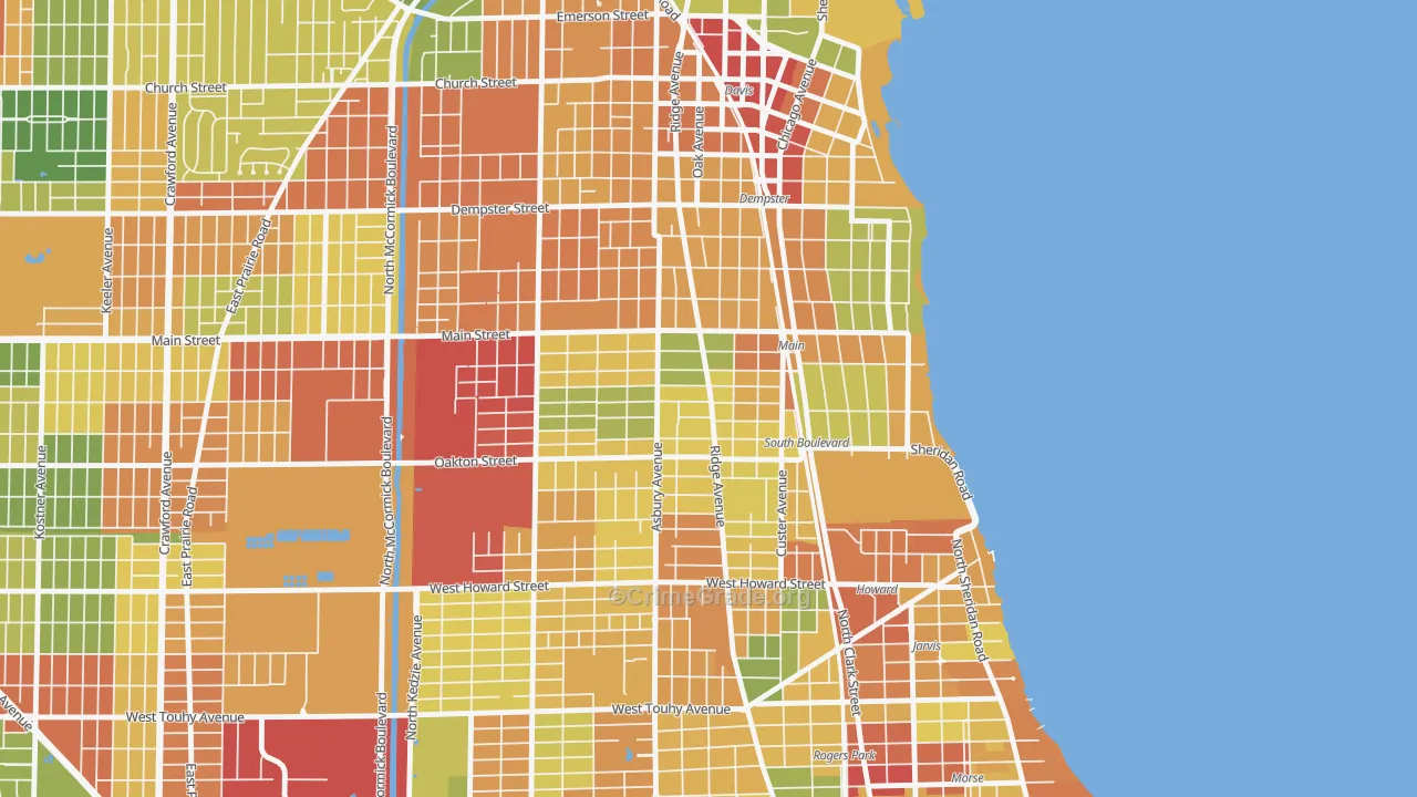 60202, IL Map of Theft Rates