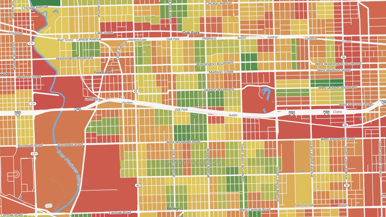60304, IL Map of Theft Rates