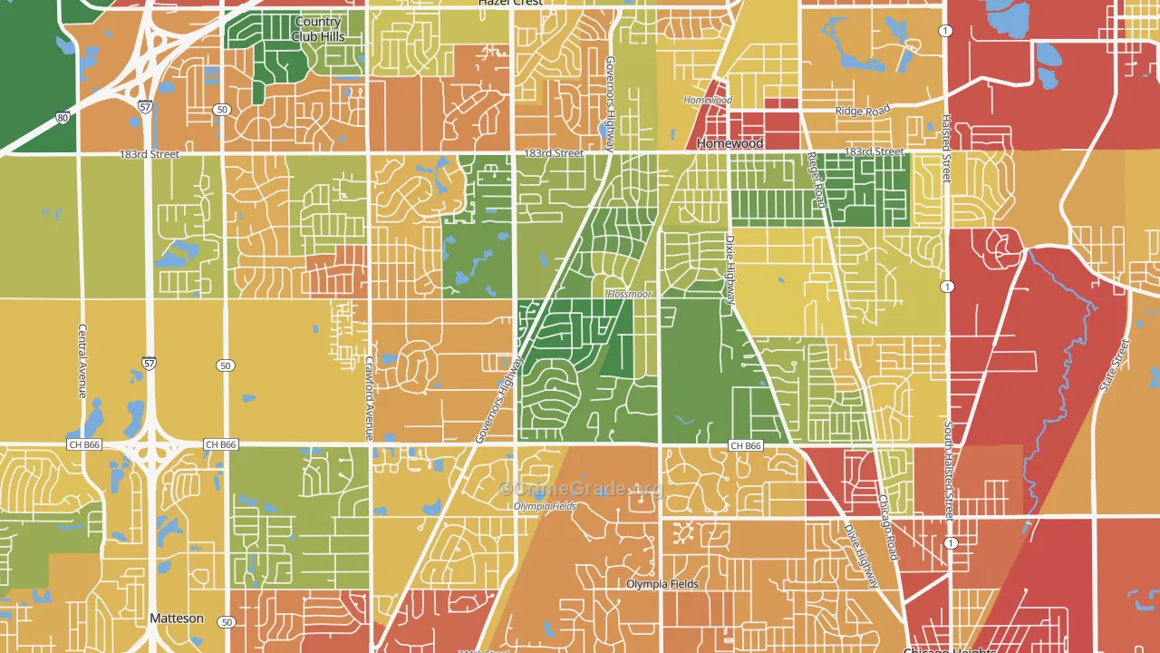 60422, IL Map of Theft Rates