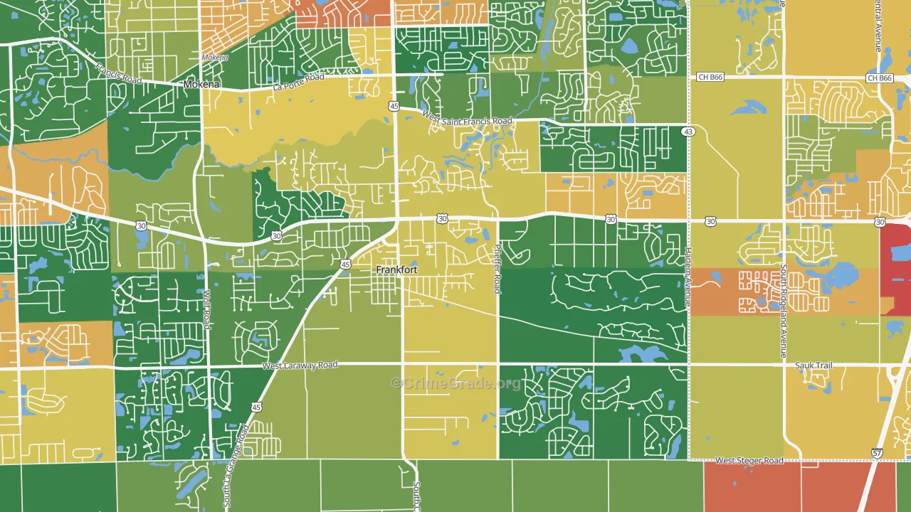 60423, IL Map of Theft Rates