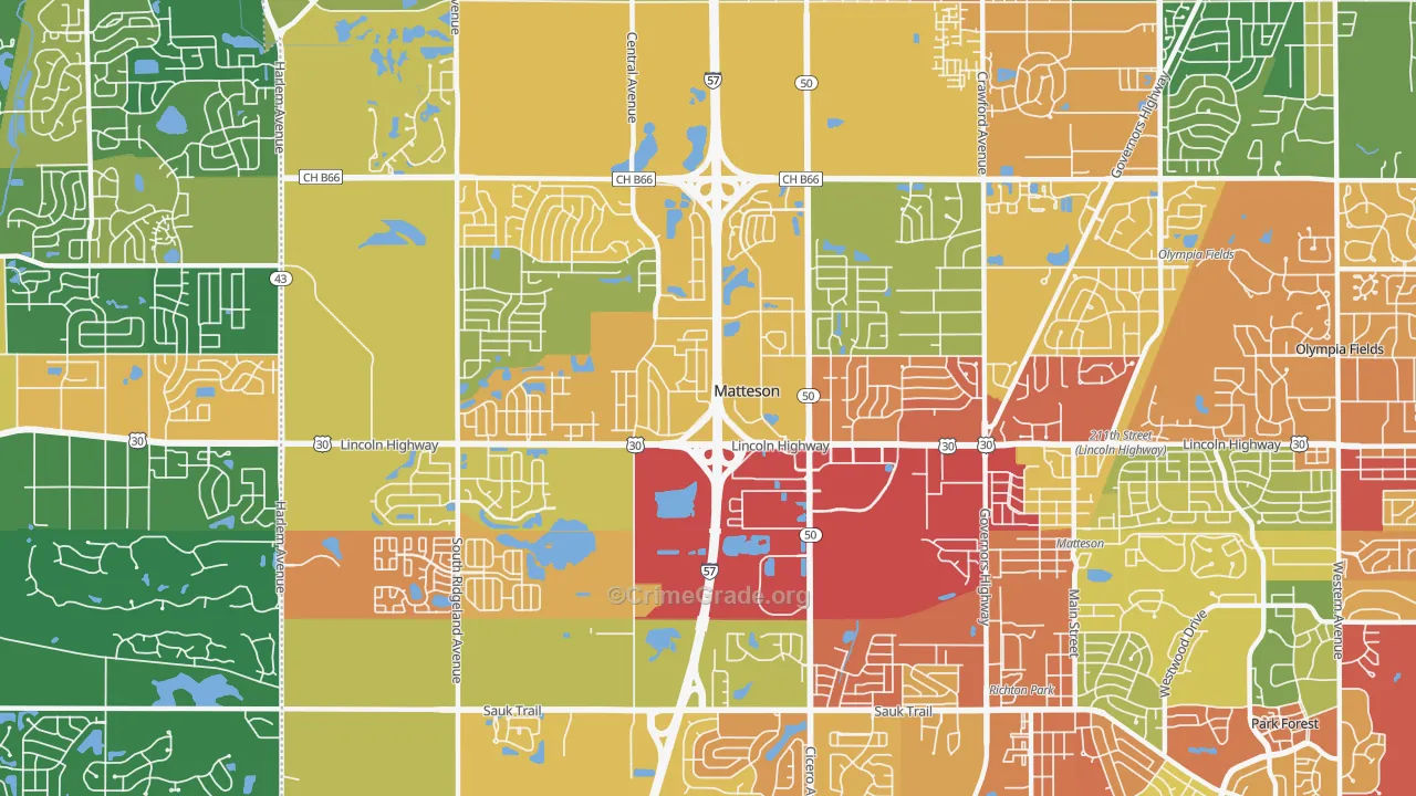 60443, IL Map of Theft Rates
