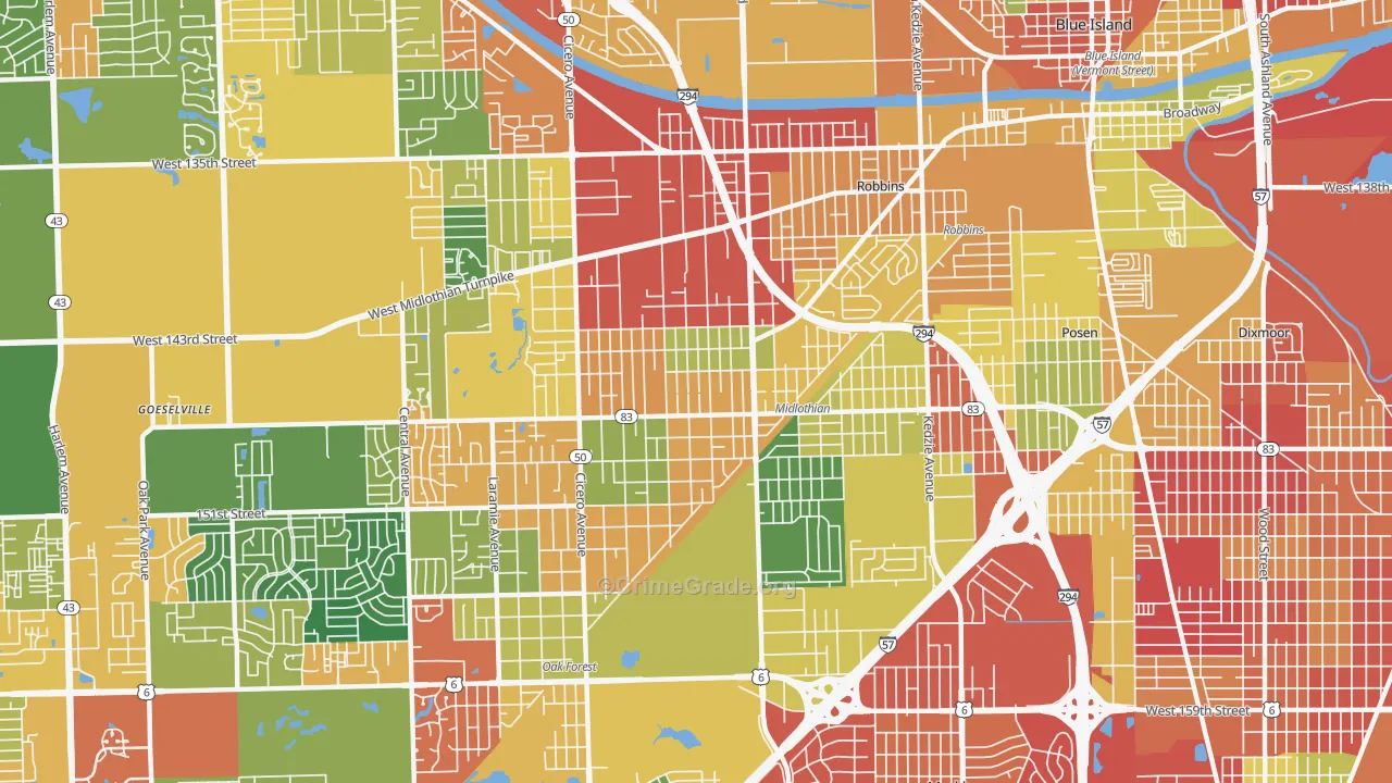 60445, IL Map of Theft Rates