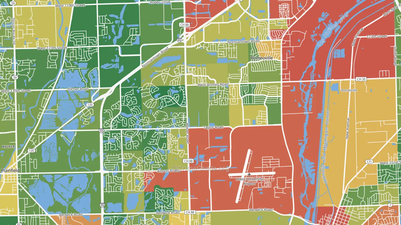 60446, IL Map of Theft Rates