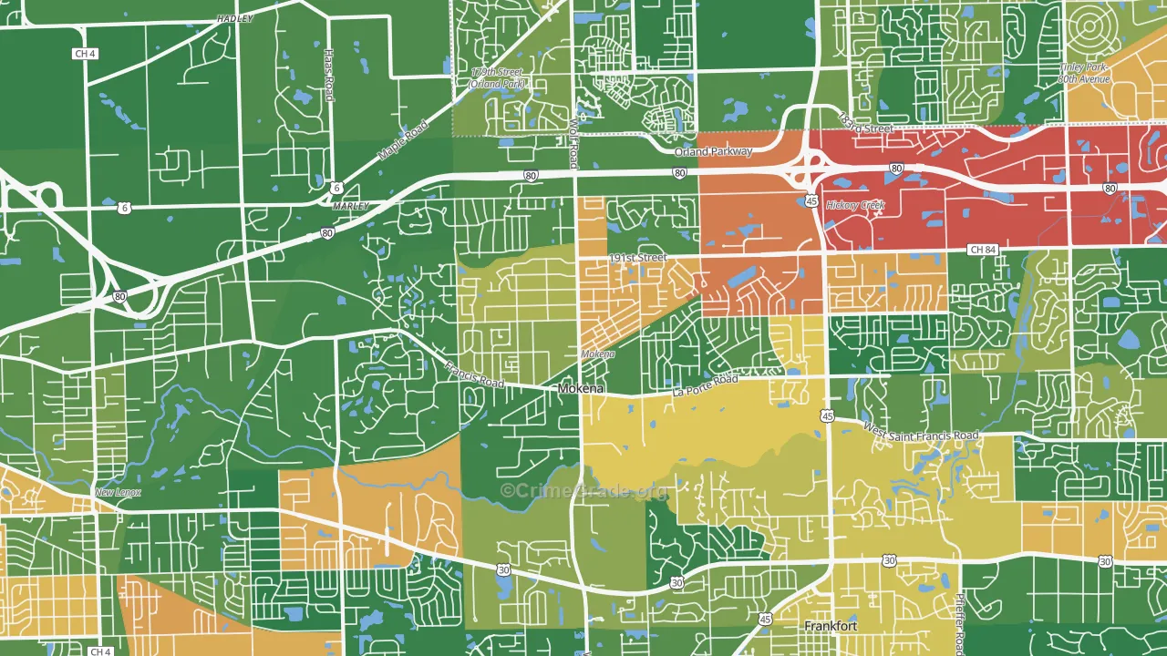 60448, IL Map of Theft Rates
