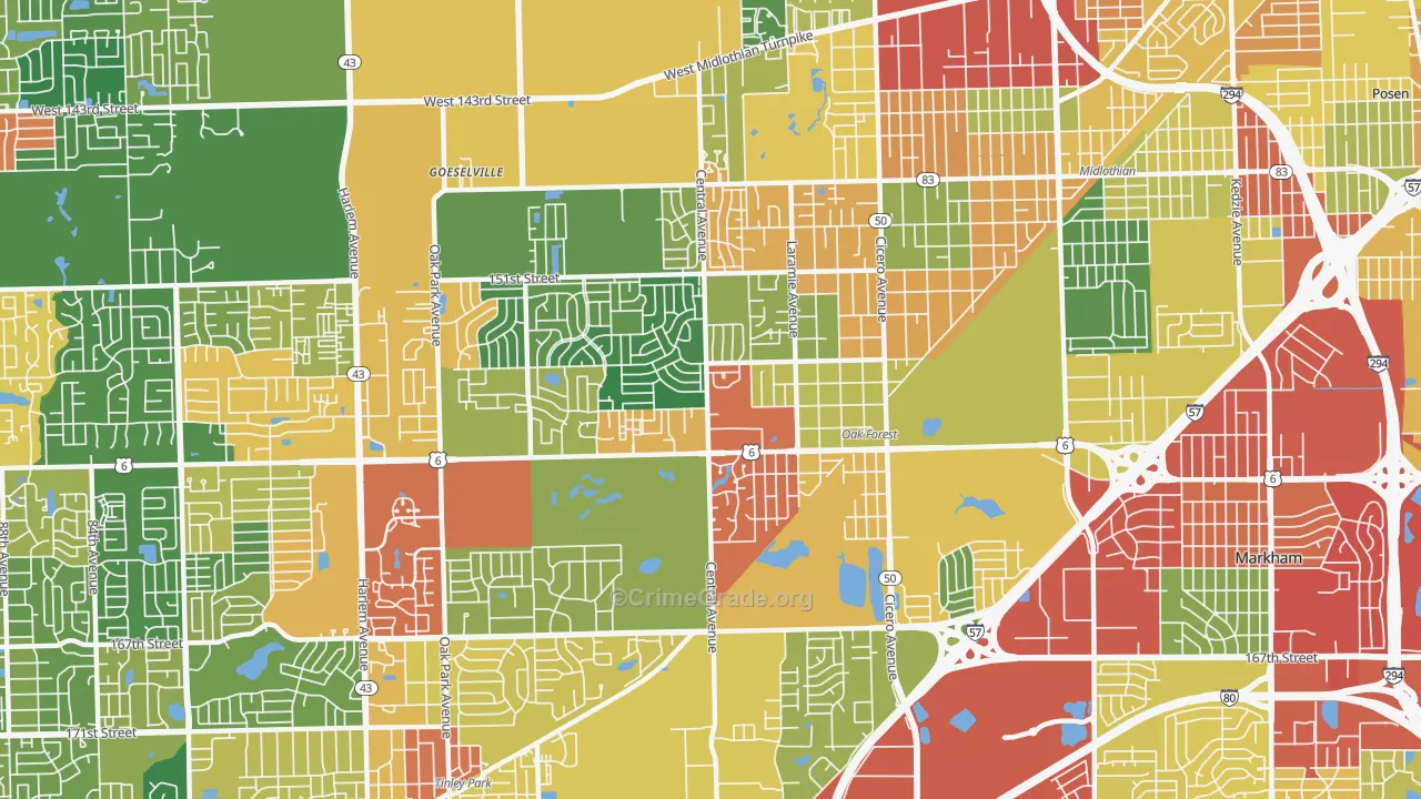 60452, IL Map of Theft Rates
