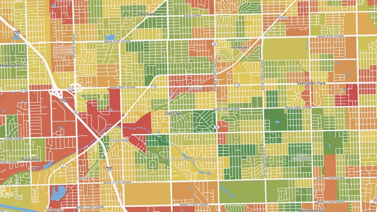 60453, IL Map of Theft Rates