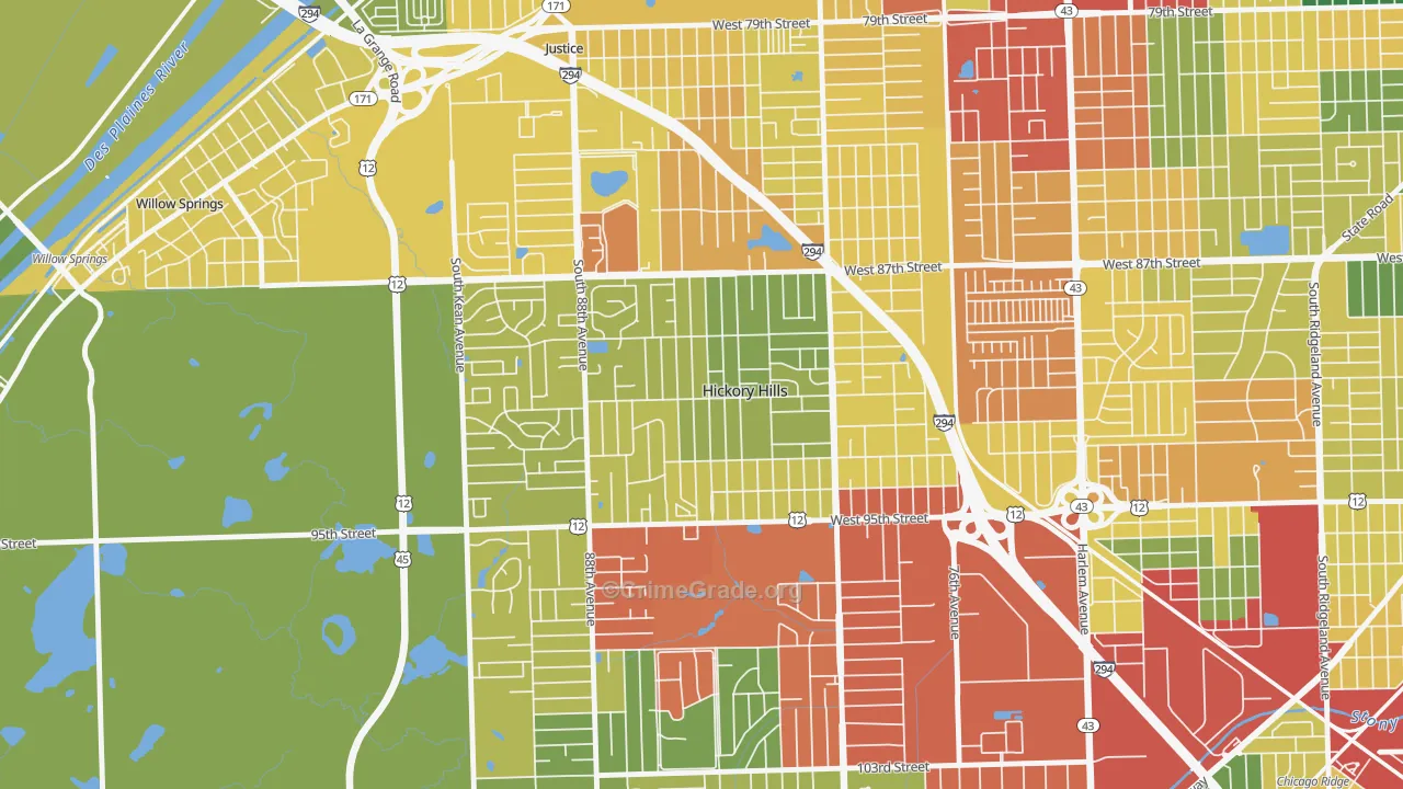 60457, IL Map of Theft Rates