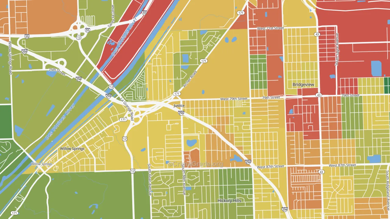 60458, IL Map of Theft Rates