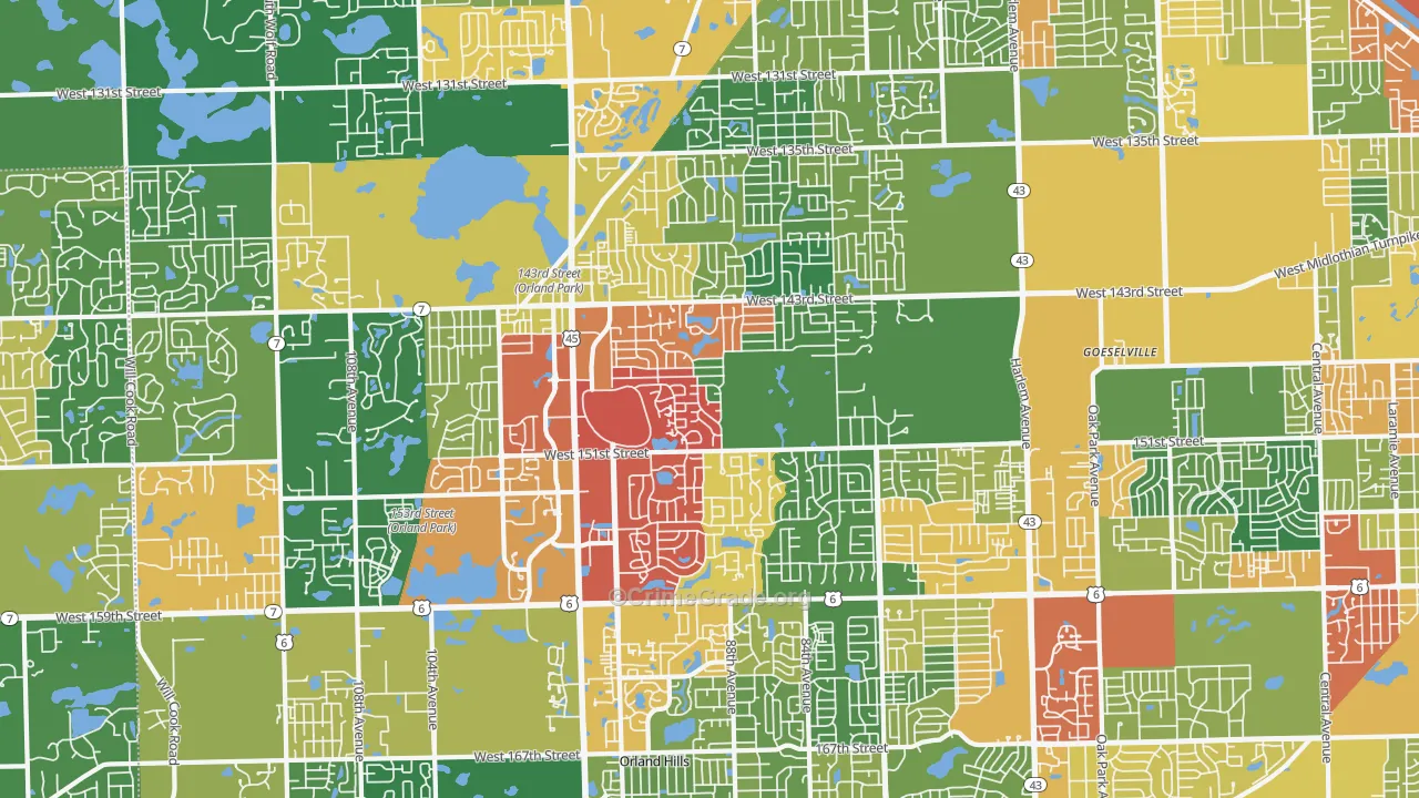 60462, IL Map of Theft Rates