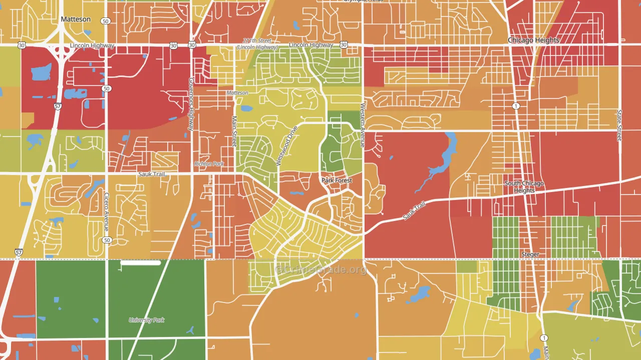 60466, IL Map of Theft Rates