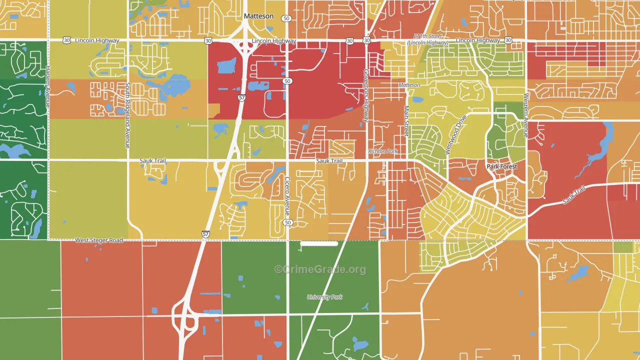 60471, IL Map of Theft Rates