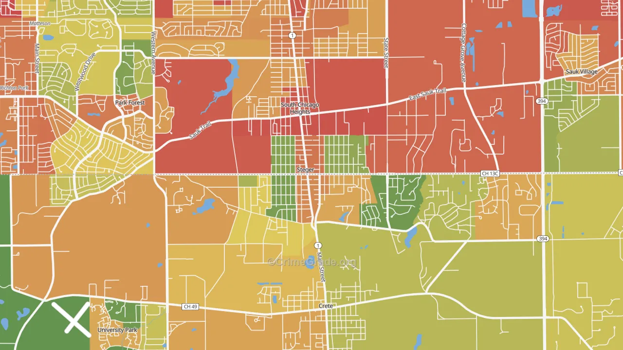 60475, IL Map of Theft Rates