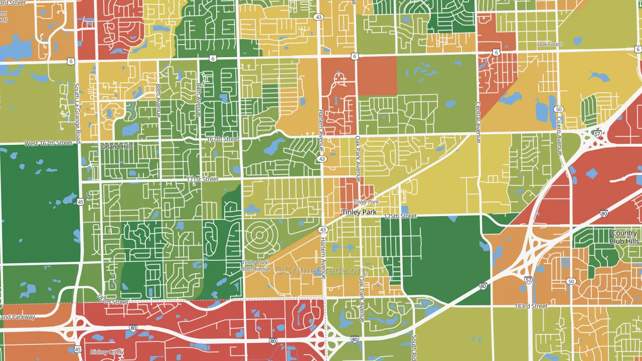 60477, IL Map of Theft Rates